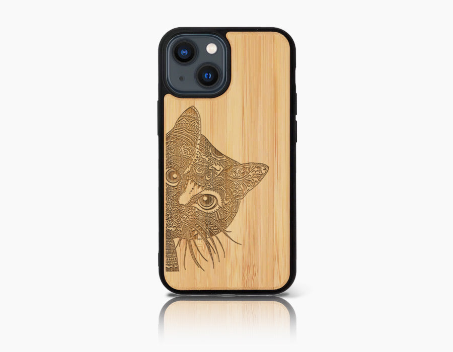 Coque bois-plastique iPhone 13 KITTY